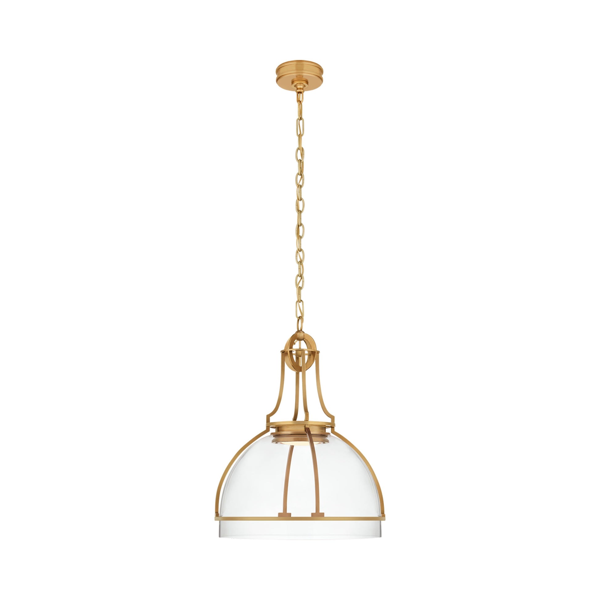 Gracie Globe LED Pendant Light in Antique-Burnished Brass/Clear Glass (Large).