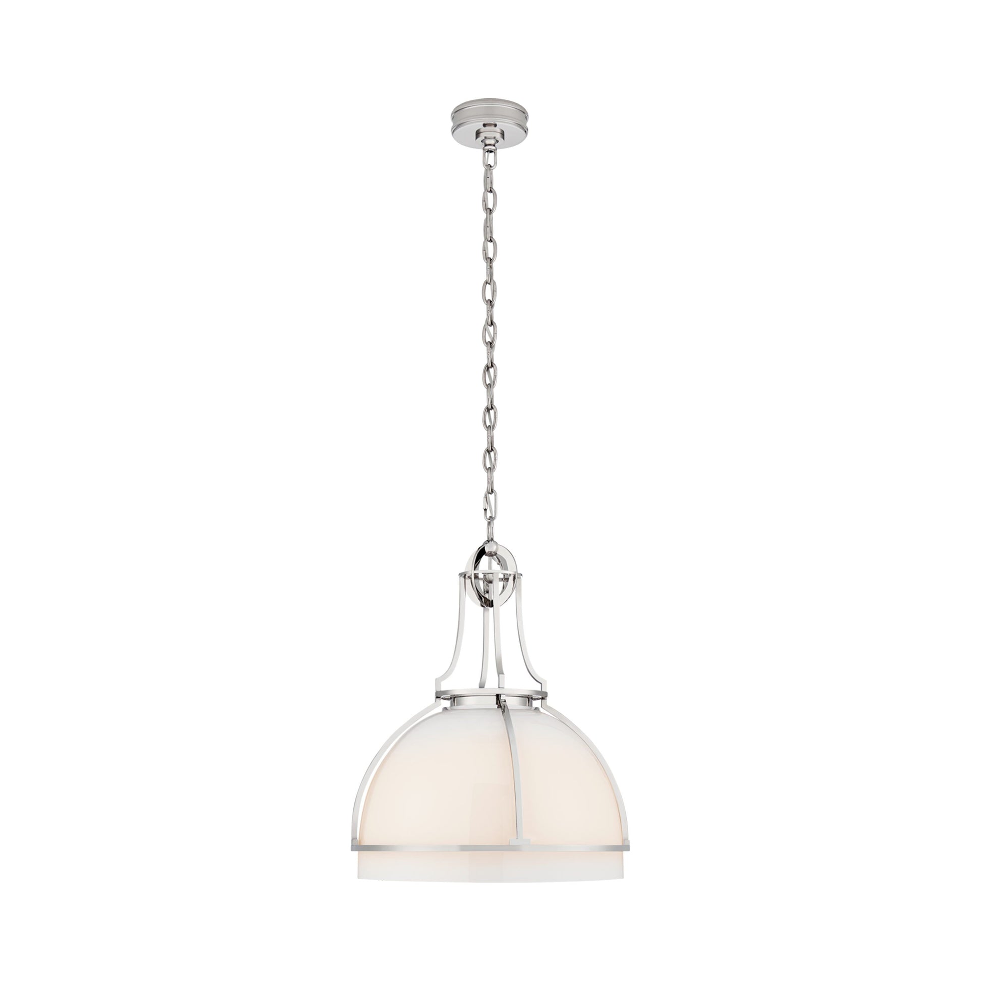 Gracie Globe LED Pendant Light in Polished Nickel/White Glass (Large).