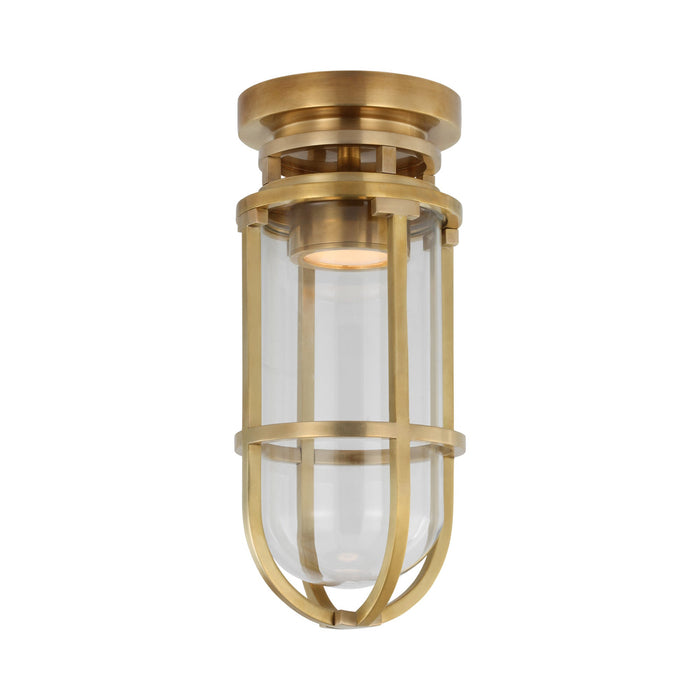 Gracie LED Flush Mount Ceiling Light in Antique-Burnished Brass/Clear.