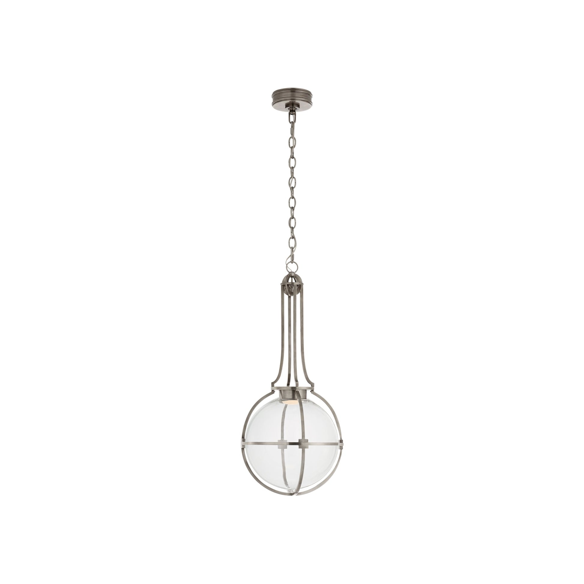 Gracie LED Pendant Light in Antique Nickel/Clear Glass(Medium).