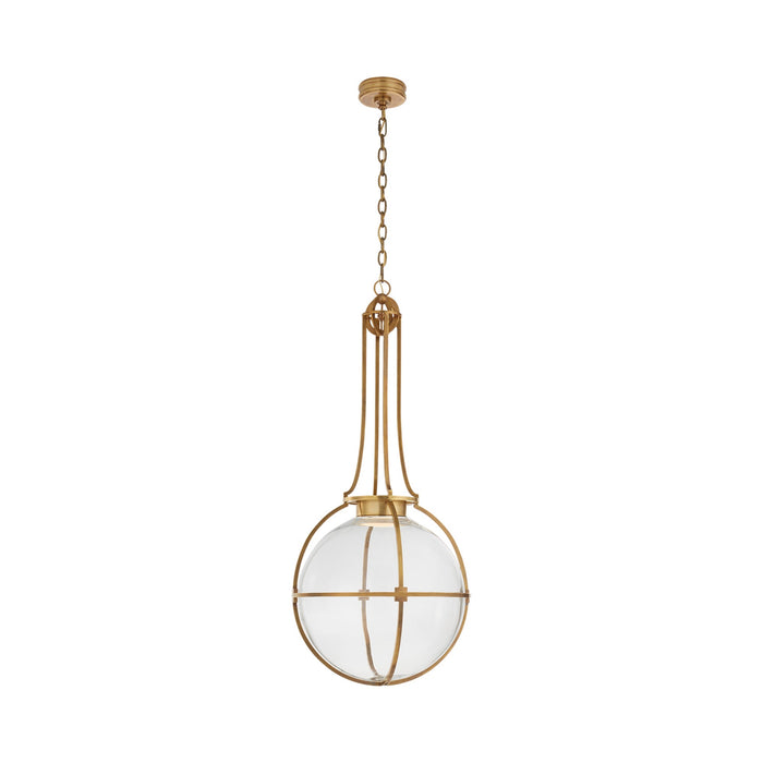 Gracie LED Pendant Light in Antique-Burnished Brass/Clear Glass(Large).