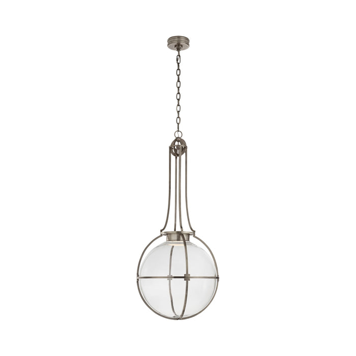 Gracie LED Pendant Light in Antique Nickel/Clear Glass(Large).