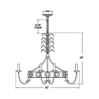 Gramercy Ring Chandelier - line drawing.