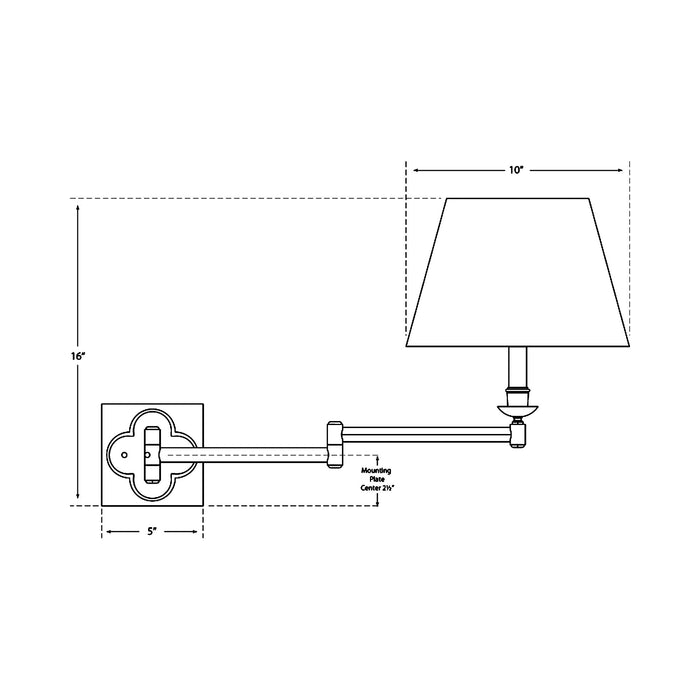 Griffith Swing Arm Wall Light - line drawing.