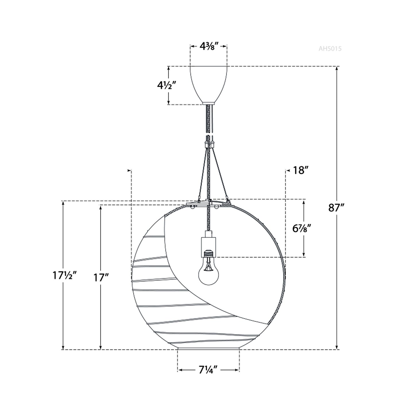 Hailey Pendant Light - line drawing.