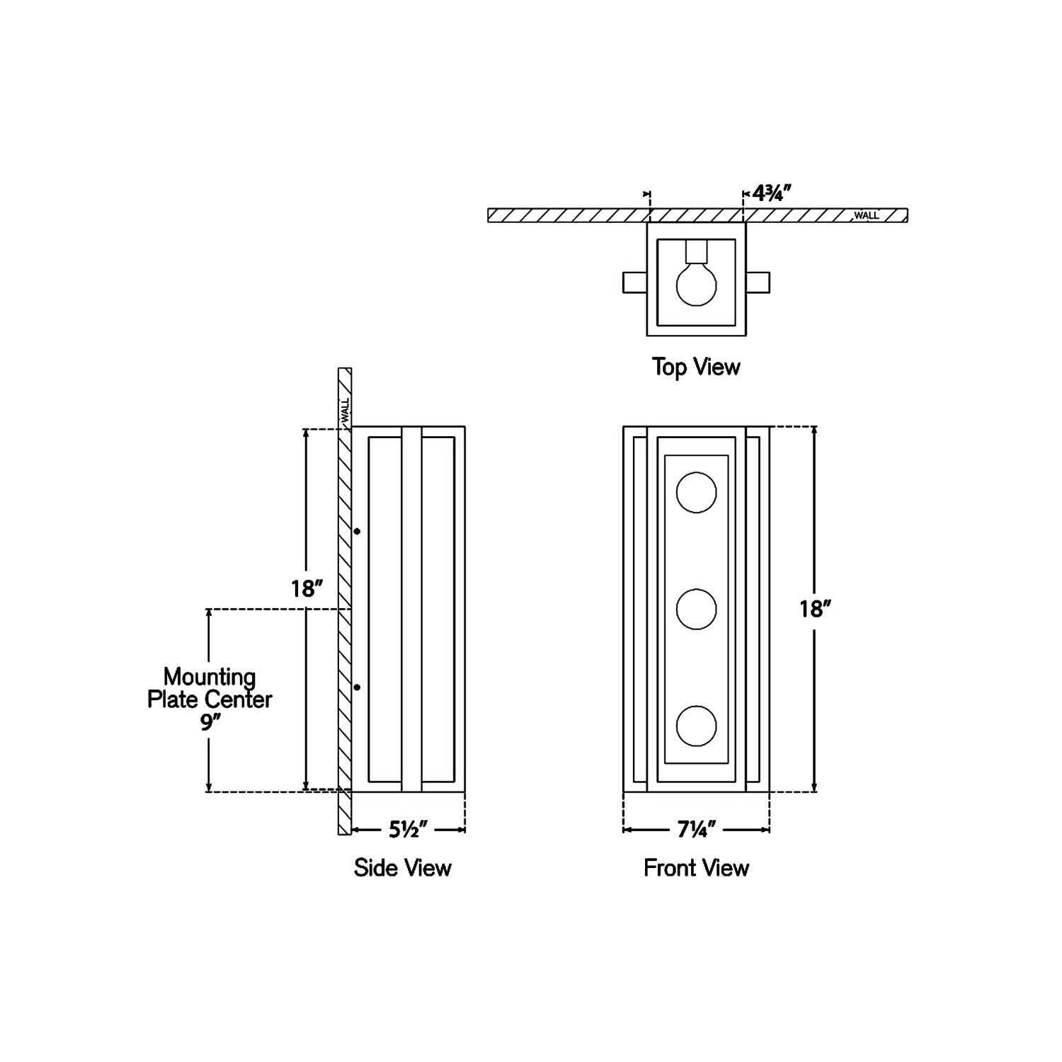 Halle LED Vanity Wall Light - line drawing.