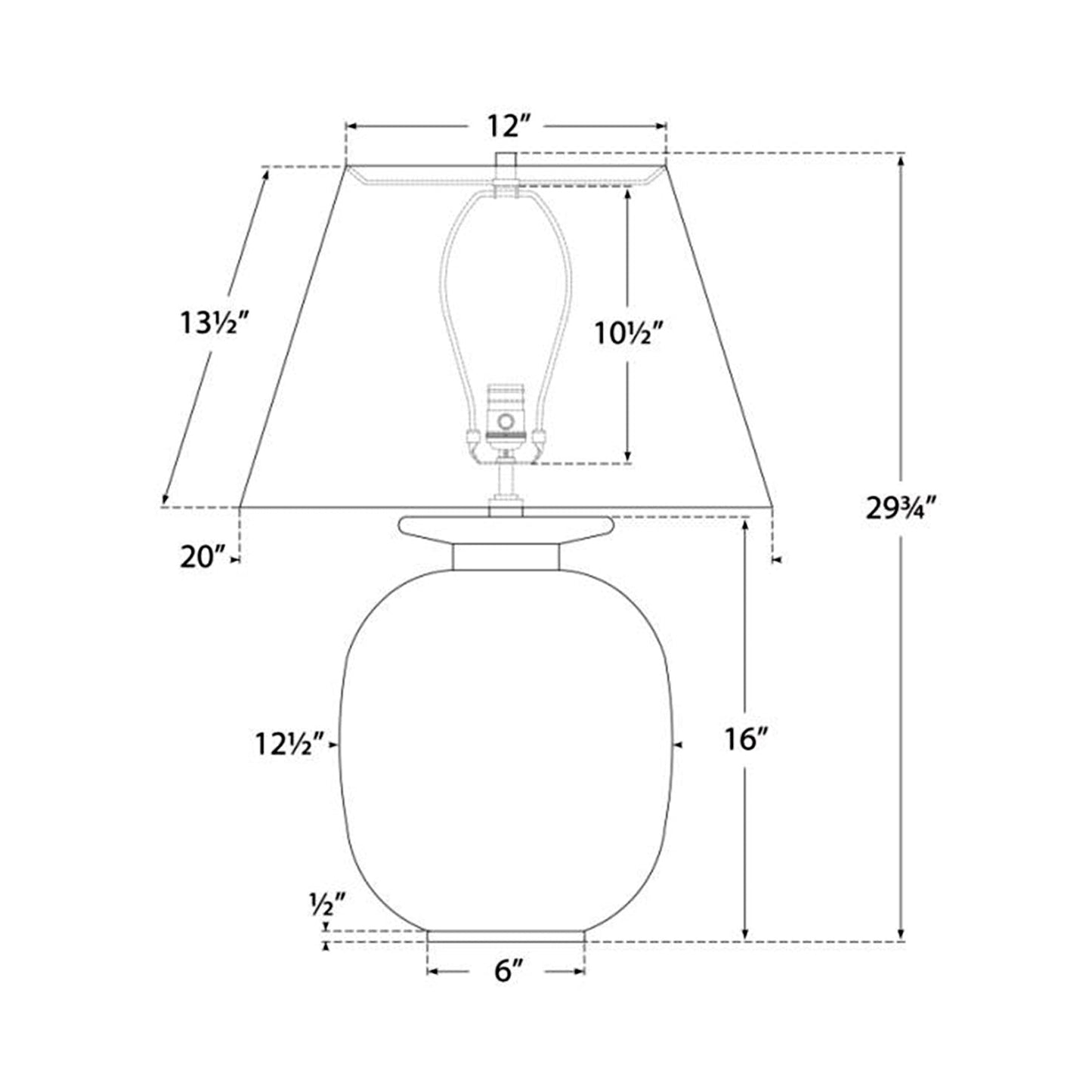 Hans Table Lamp - line drawing.