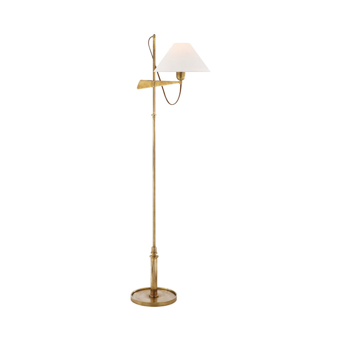Hargett Bridge Arm Floor Lamp in Hand-Rubbed Antique Brass/Linen.