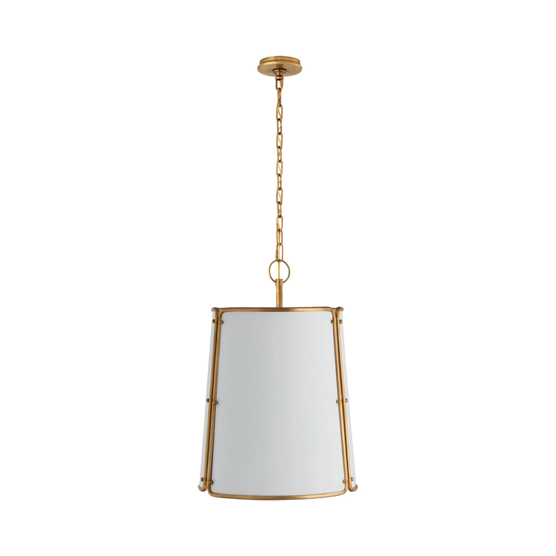 Hastings Pendant Light in White/Hand-Rubbed Antique Brass (Medium).