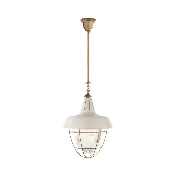 Henry Industrial Pendant Light in Hand-Rubbed Antique Brass/White.