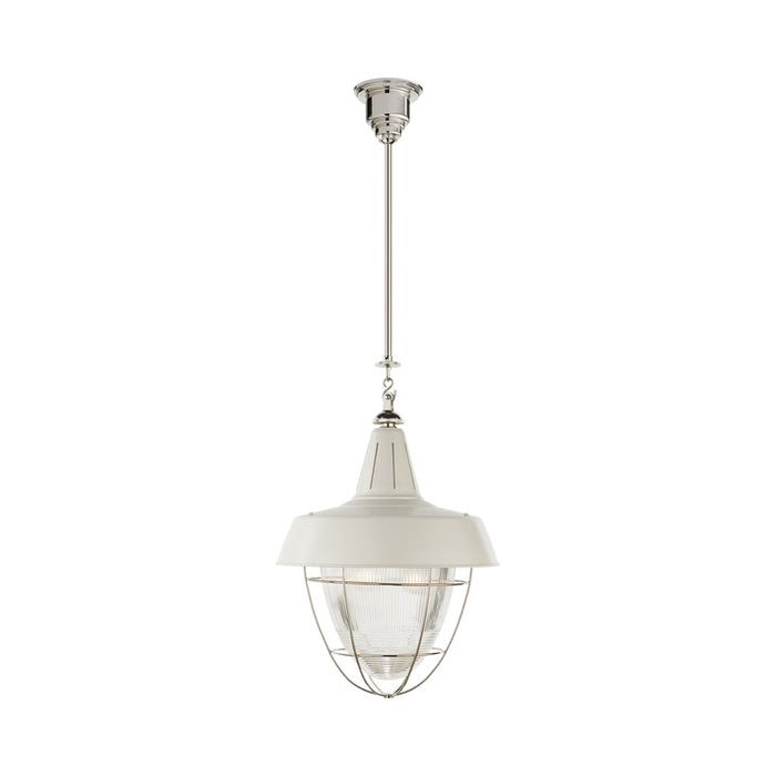 Henry Industrial Pendant Light in Polished Nickel/White.