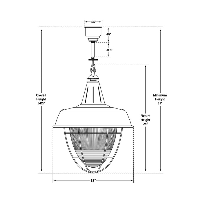 Henry Industrial Pendant Light - line drawing.