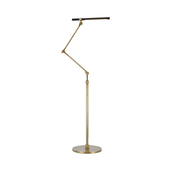 Heron LED Adjustable Floor Lamp in Hand-Rubbed Antique Brass/Matte Black.