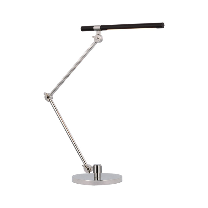 Heron LED Desk Lamp in Polished Nickel/Matte Black.