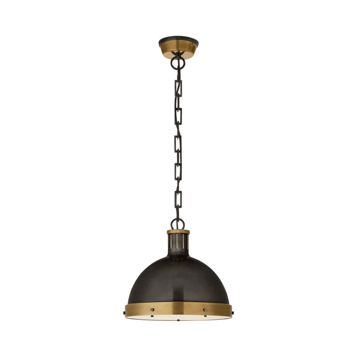 Hicks Pendant Light in Dome/Bronze with Antique Brass (Large).