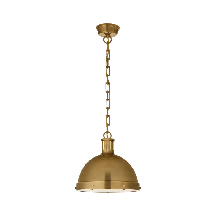 Hicks Pendant Light in Dome/Hand-Rubbed Antique Brass (Large).