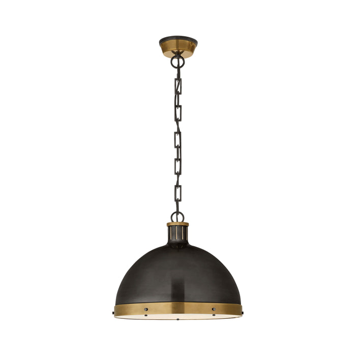 Hicks Pendant Light in Dome/Bronze with Antique Brass (X-Large).