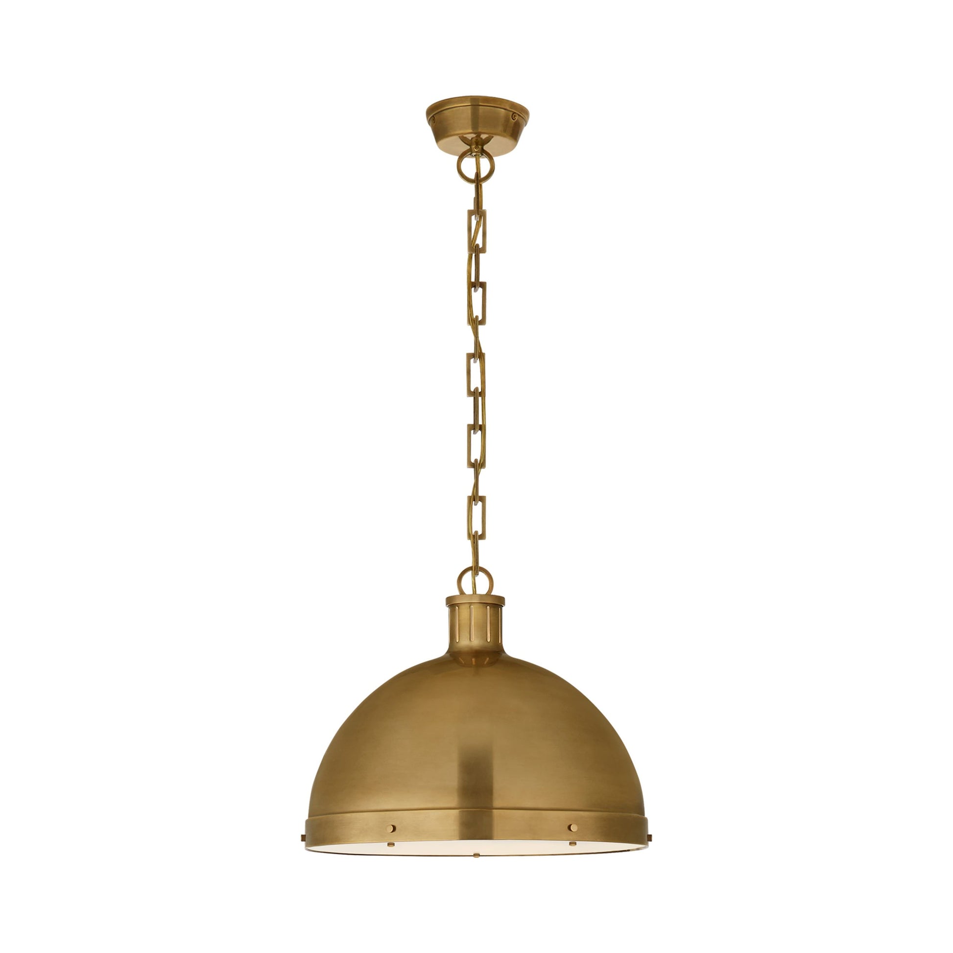 Hicks Pendant Light in Dome/Hand-Rubbed Antique Brass (X-Large).