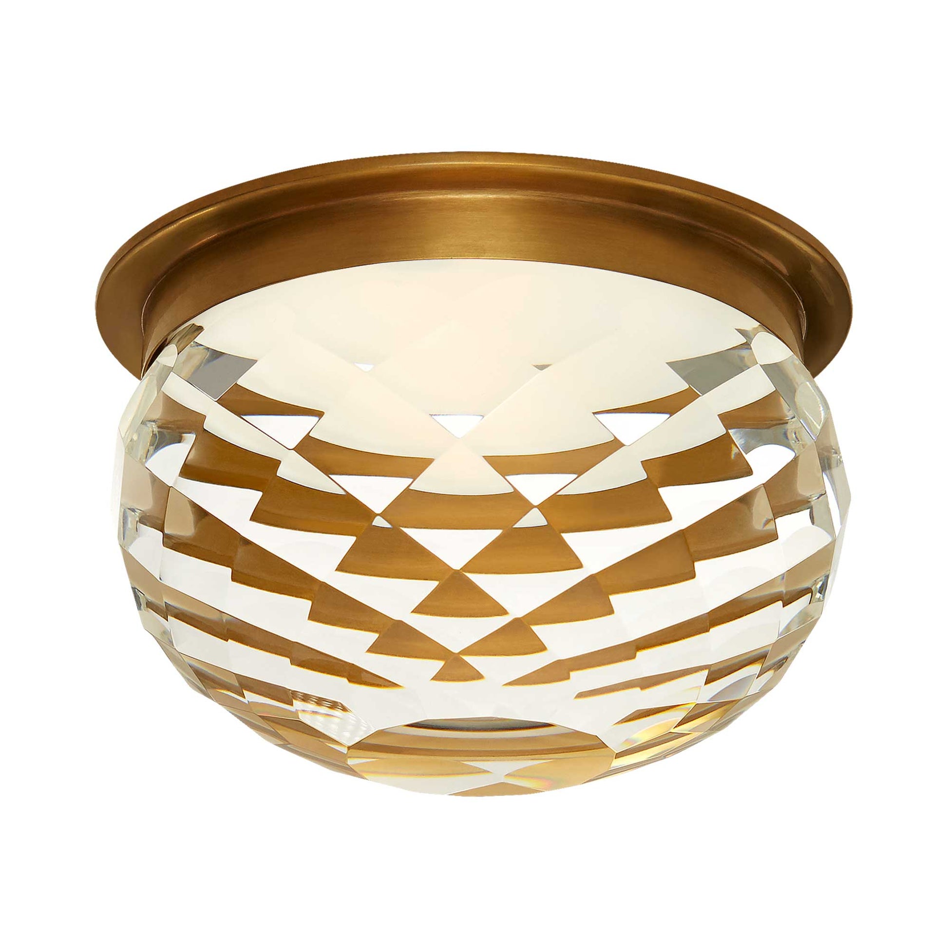 Hillam Solitaire LED Flushmount Ceiling Light in Hand-Rubbed Antique Brass.