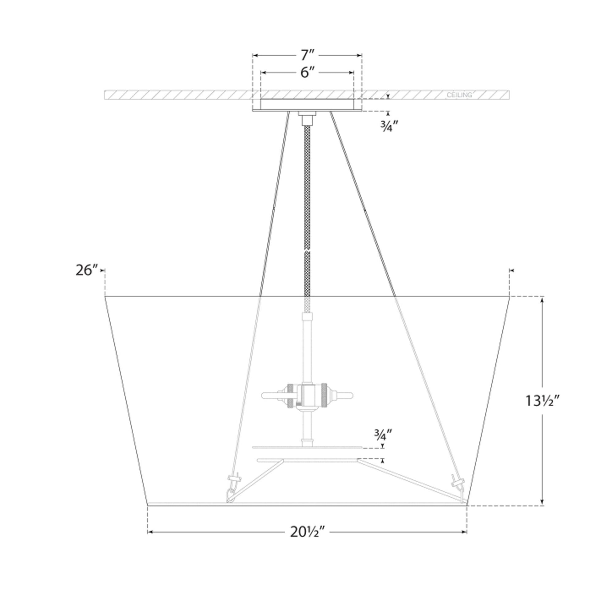 Hoop Drum Pendant Light - line drawing.