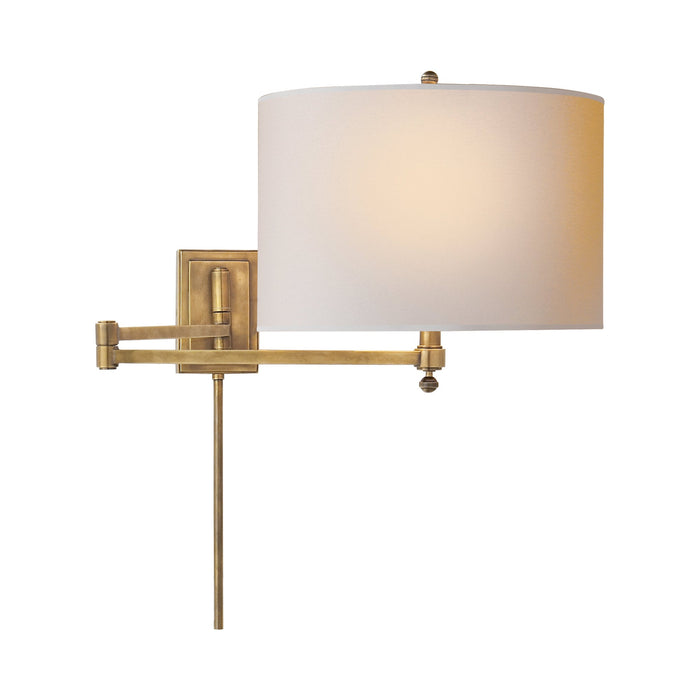 Hudson Swing Arm Wall Light in Hand-Rubbed Antique Brass.
