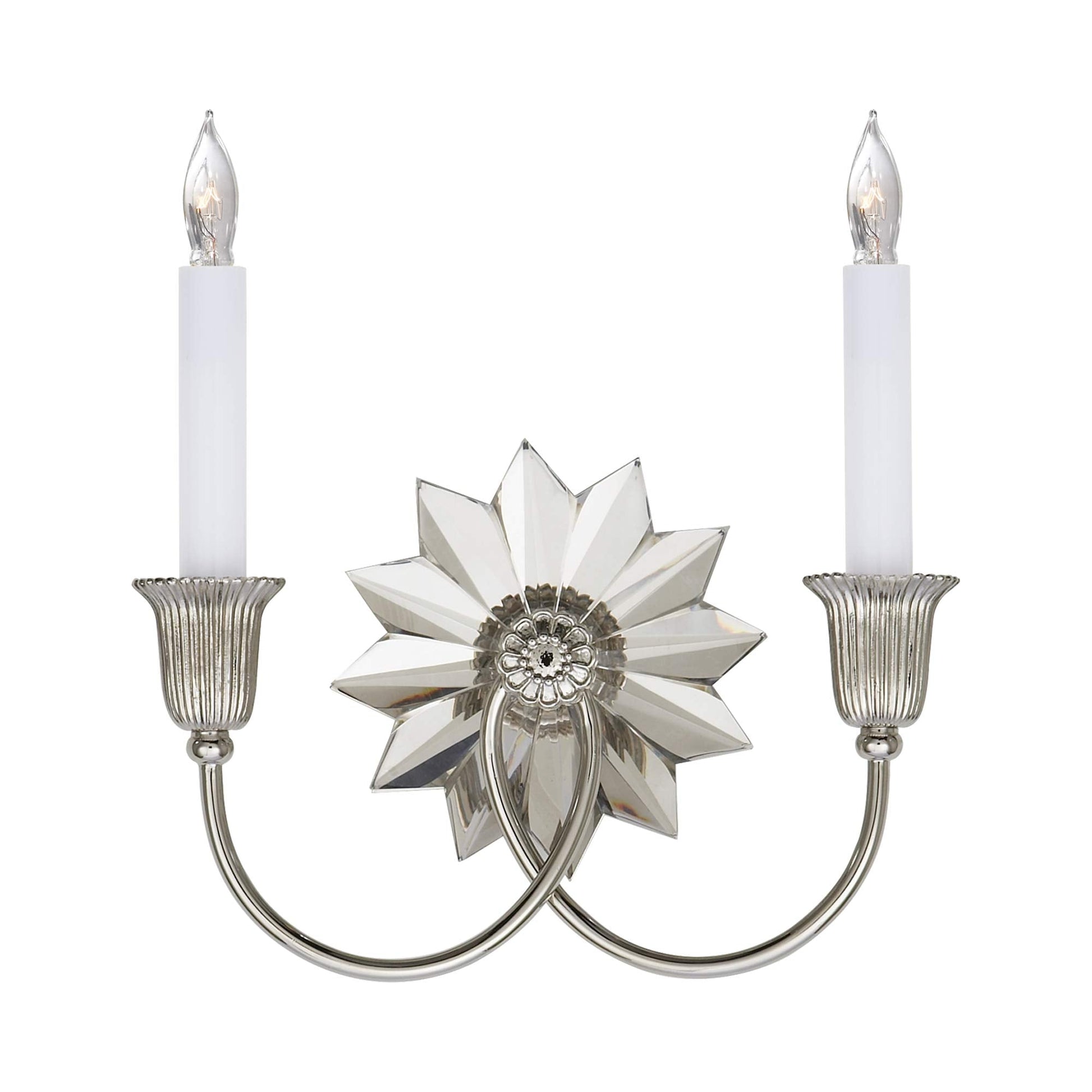 Huntingdon Double Wall Light in Polished Nickel.