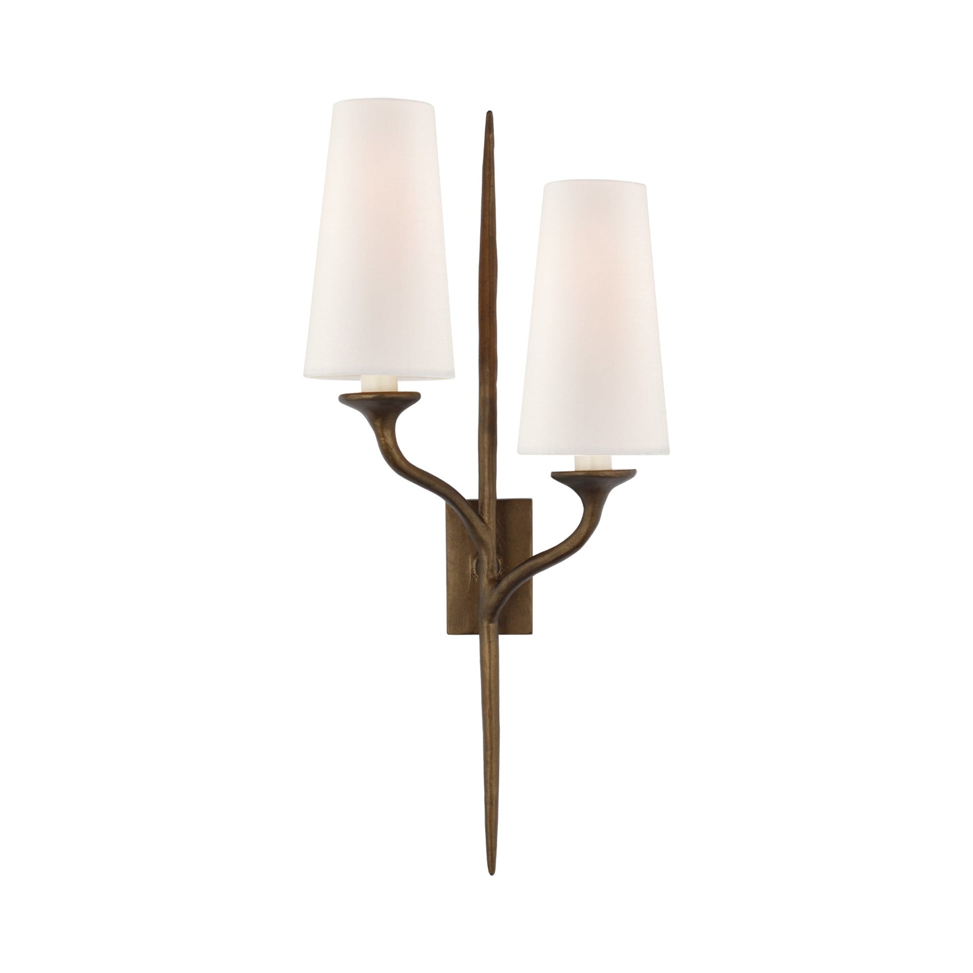 Iberia Double Wall Light in Antiqe Bronze Leaf (Left).