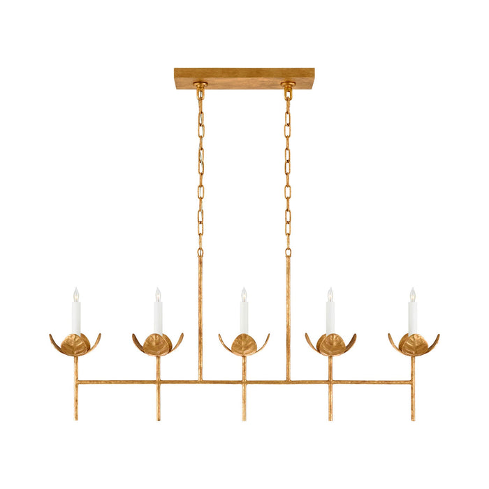 Illana Linear Chandelier in Antique Gold Leaf (Without Shade).