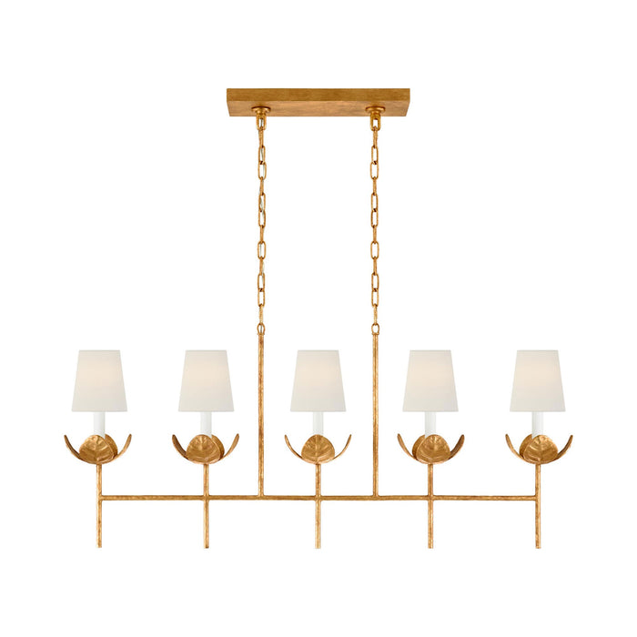 Illana Linear Chandelier in Antique Gold Leaf (With Shade).