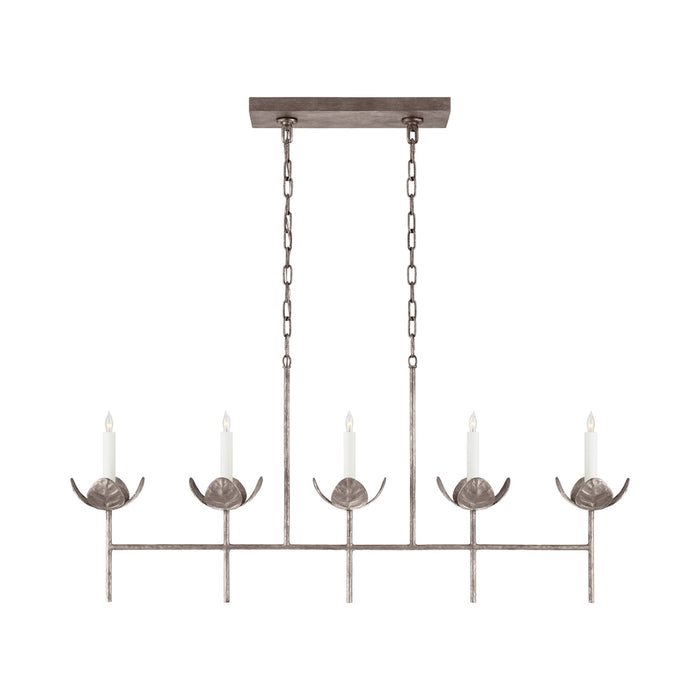 Illana Linear Chandelier in Burnished Silver Leaf (Without Shade).