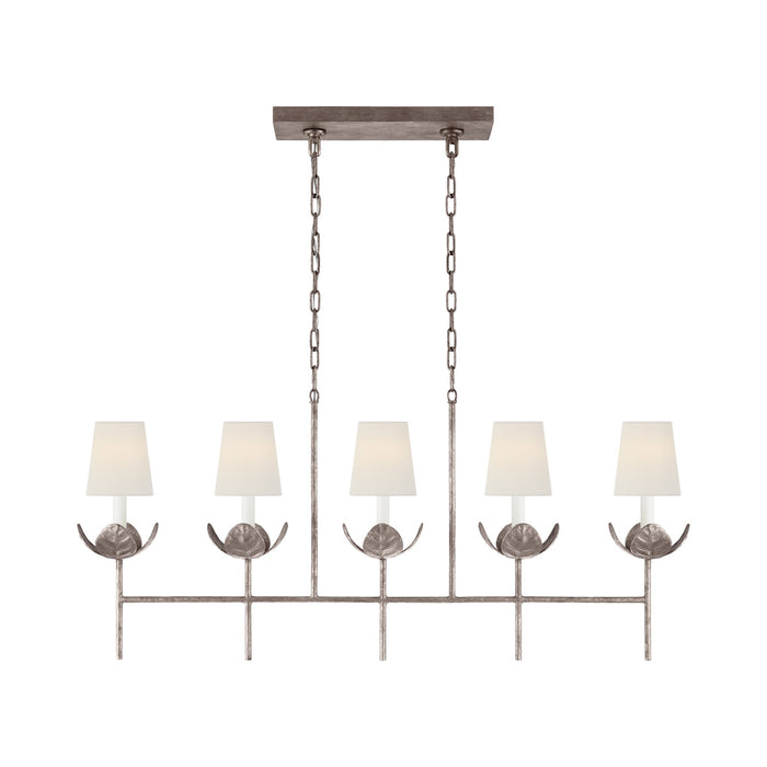 Illana Linear Chandelier in Burnished Silver Leaf (With Shade).