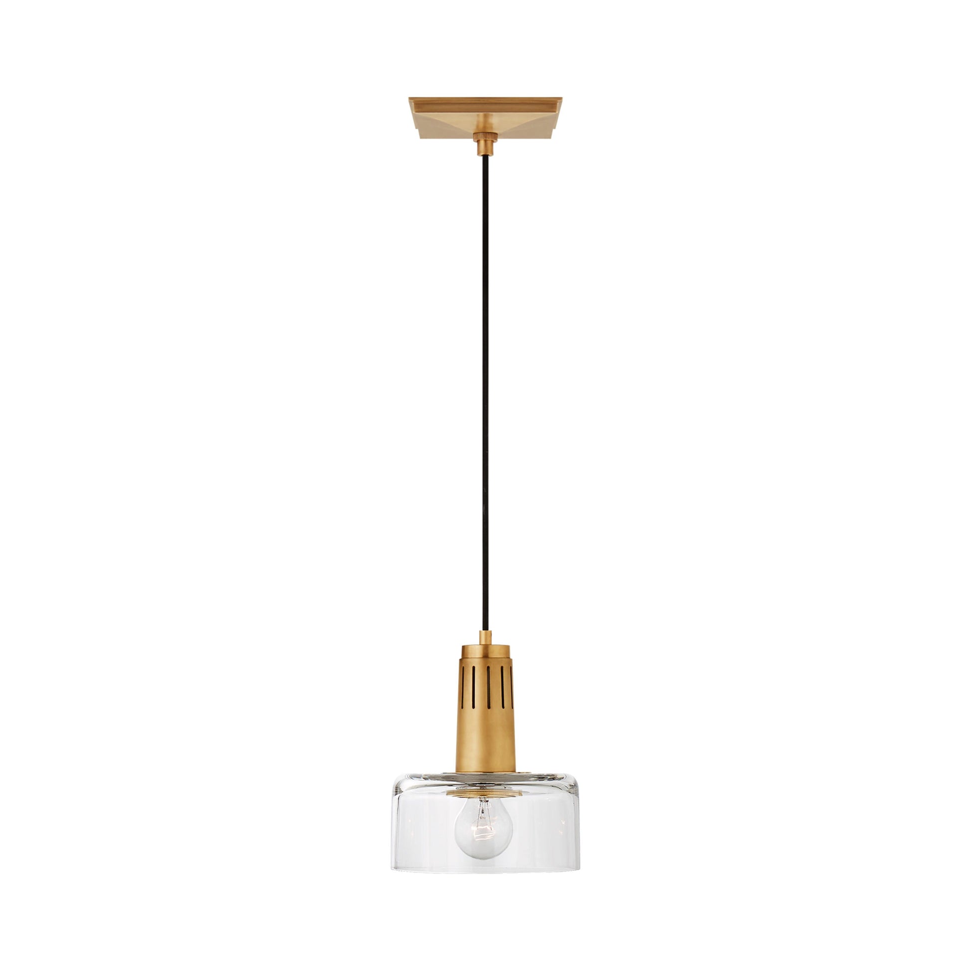 Iris Pendant Light in Hand-Rubbed Antique Brass.