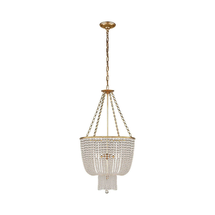 Jacqueline Chandelier in Hand-Rubbed Antique Brass/Clear Glass.