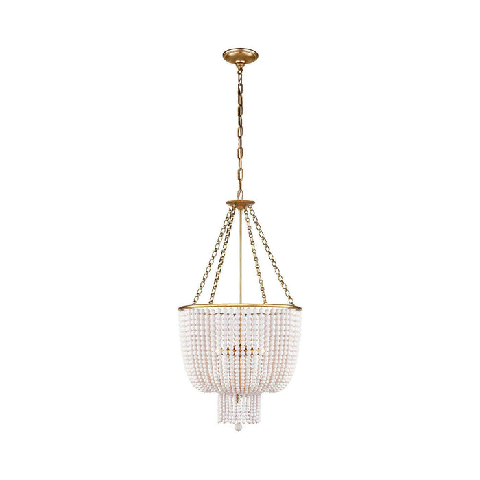 Jacqueline Chandelier in Hand-Rubbed Antique Brass/White Acrylic.