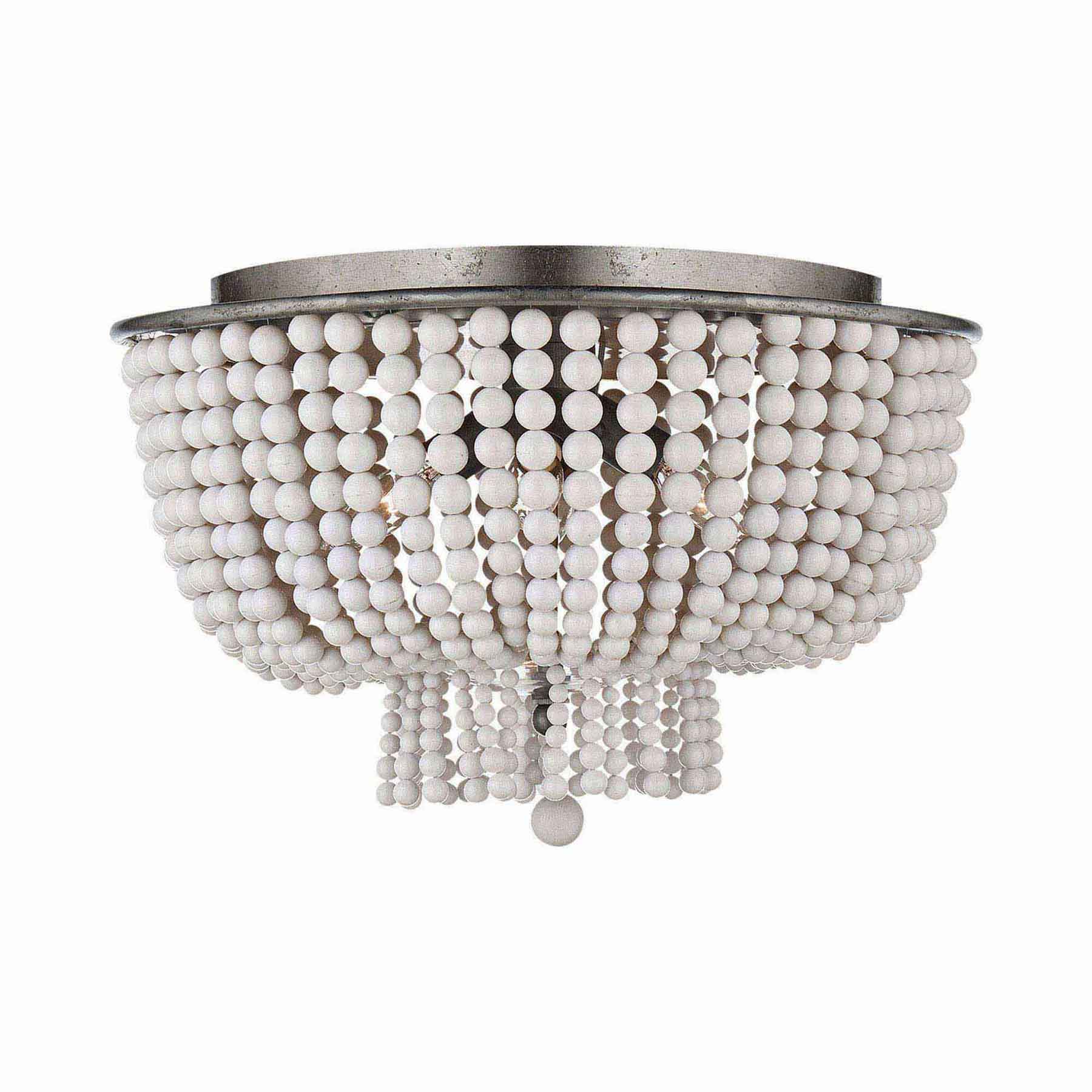 Jacqueline Flush Mount Ceiling Light in Burnished Silver Leaf/White Acrylic.