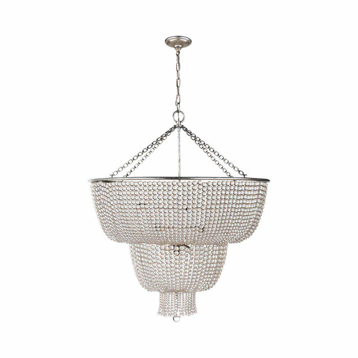 Jacqueline Two-Tier Chandelier in Burnished Silver Leaf/Clear Glass.