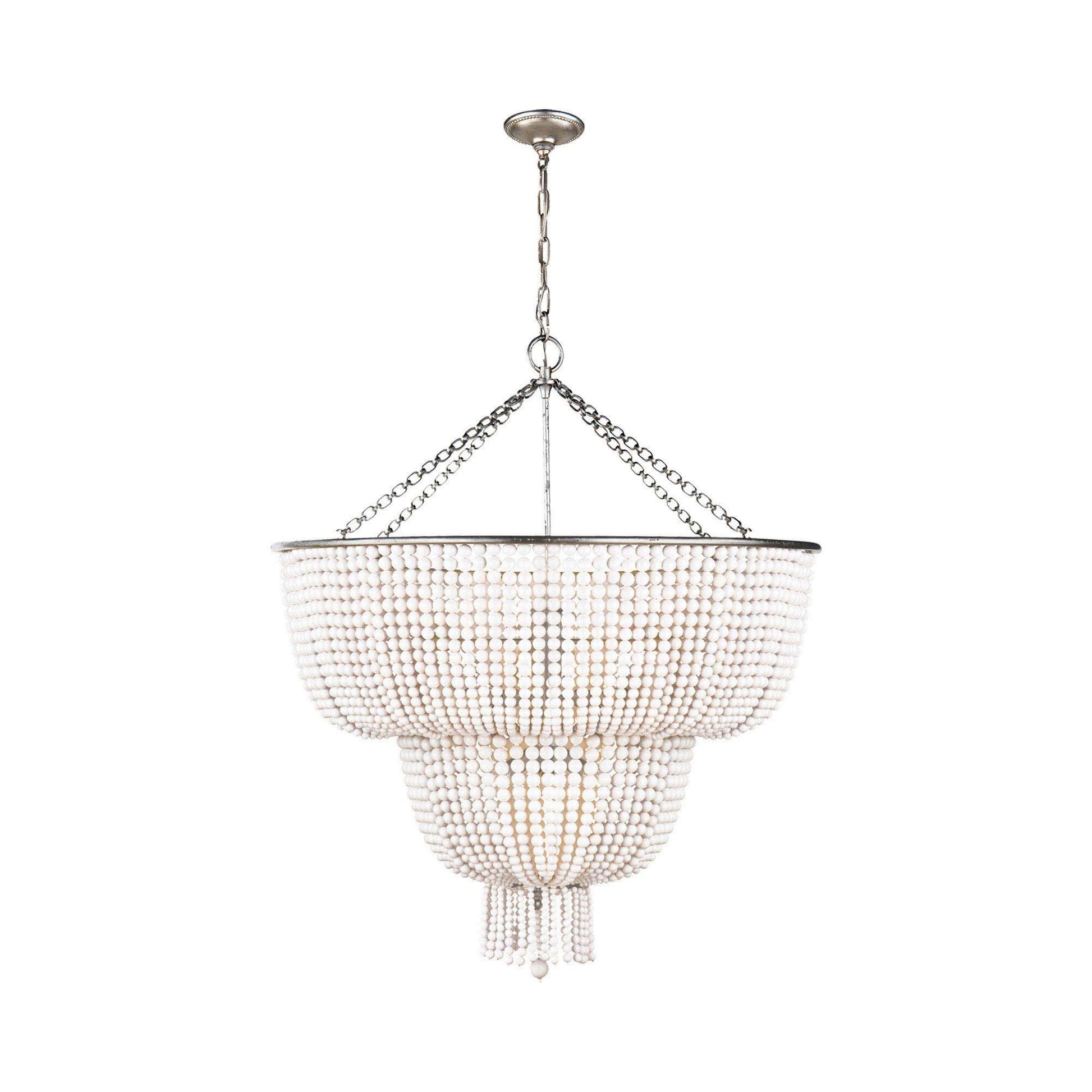Jacqueline Two-Tier Chandelier in Burnished Silver Leaf/White Acrylic.