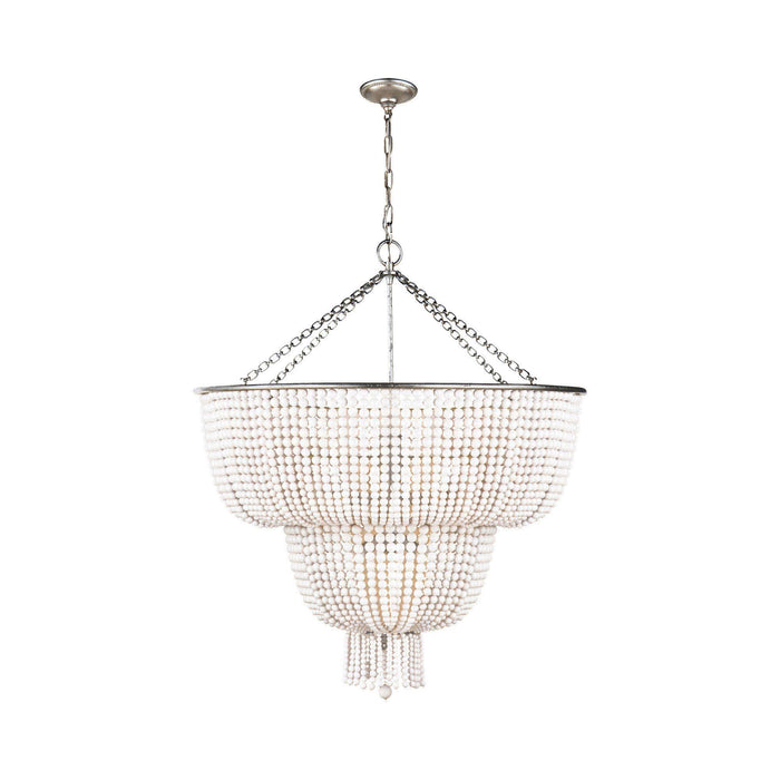 Jacqueline Two-Tier Chandelier in Burnished Silver Leaf/White Acrylic.