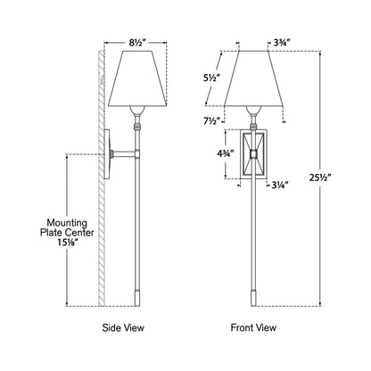 Jane Tail Wall Light - line drawing.