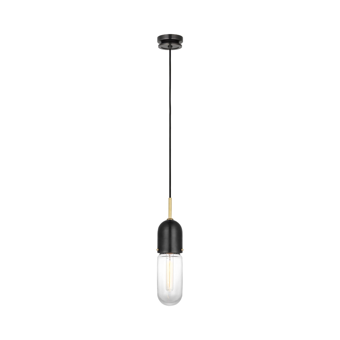 Junio LED Mini Pendant Light in Bronze/Brass/Clear Glass.