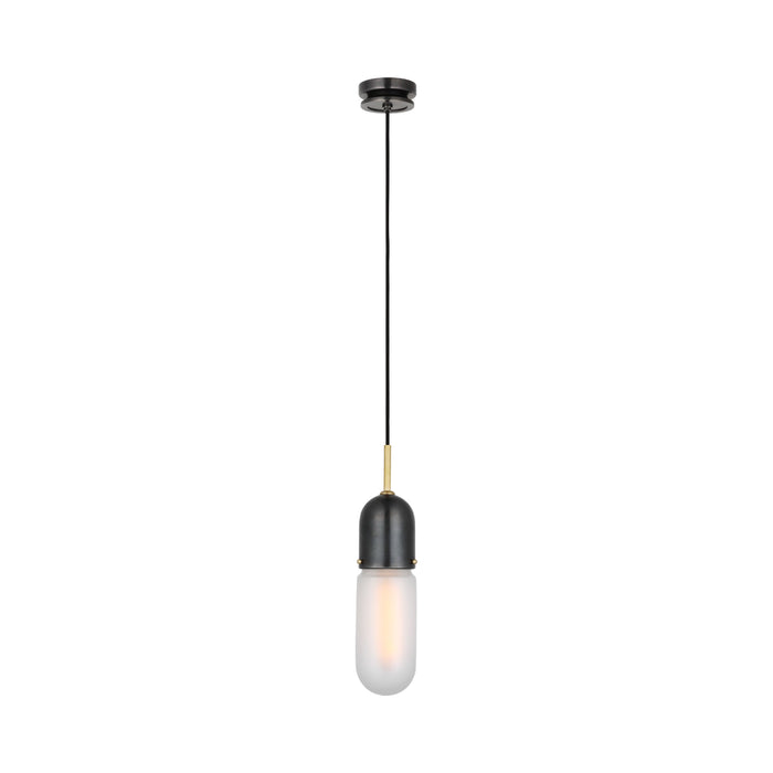 Junio LED Mini Pendant Light in Bronze/Brass/Frosted Glass.