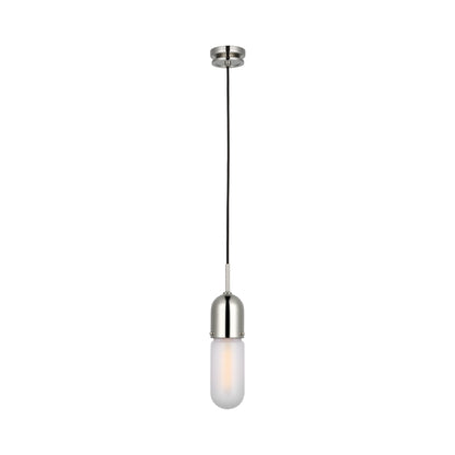 Junio LED Mini Pendant Light in Polished Nickel/Frosted Glass.