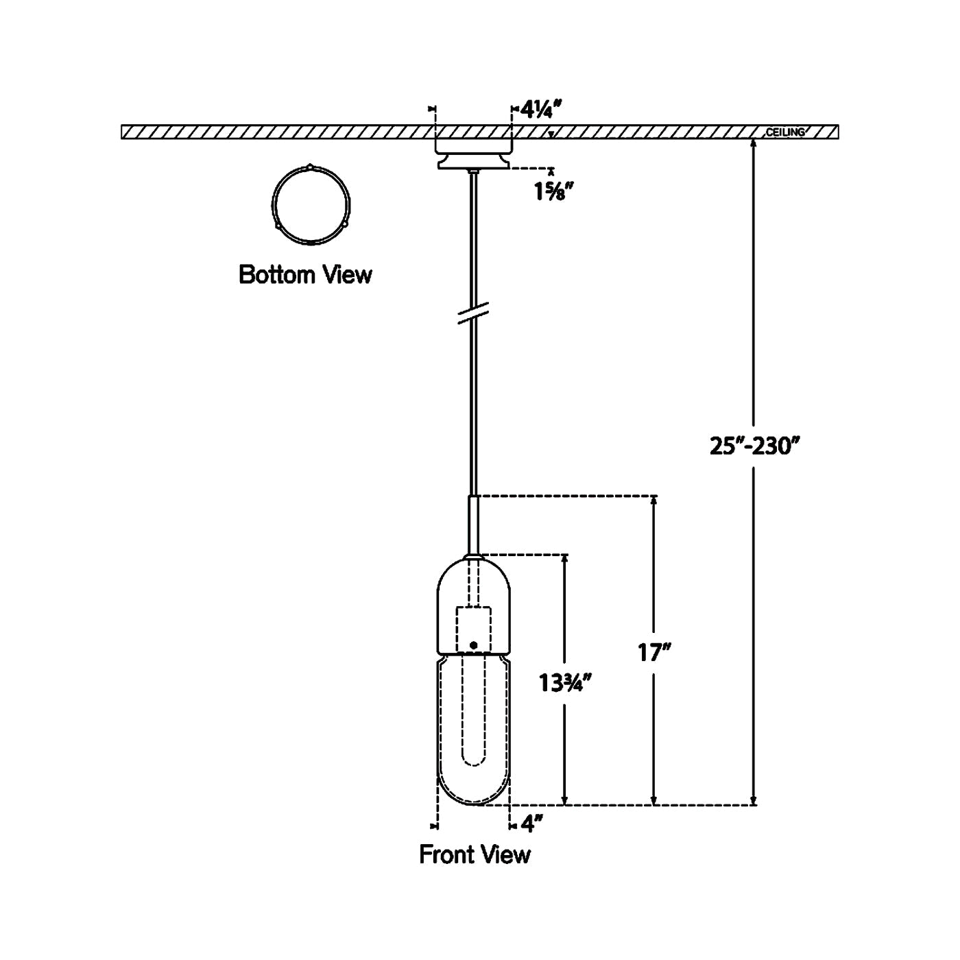Junio LED Mini Pendant Light - line drawing.