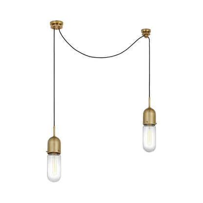 Junio LED Multi Light Pendant Light in Hand-Rubbed Antique Brass/Clear Glass (2-Light).