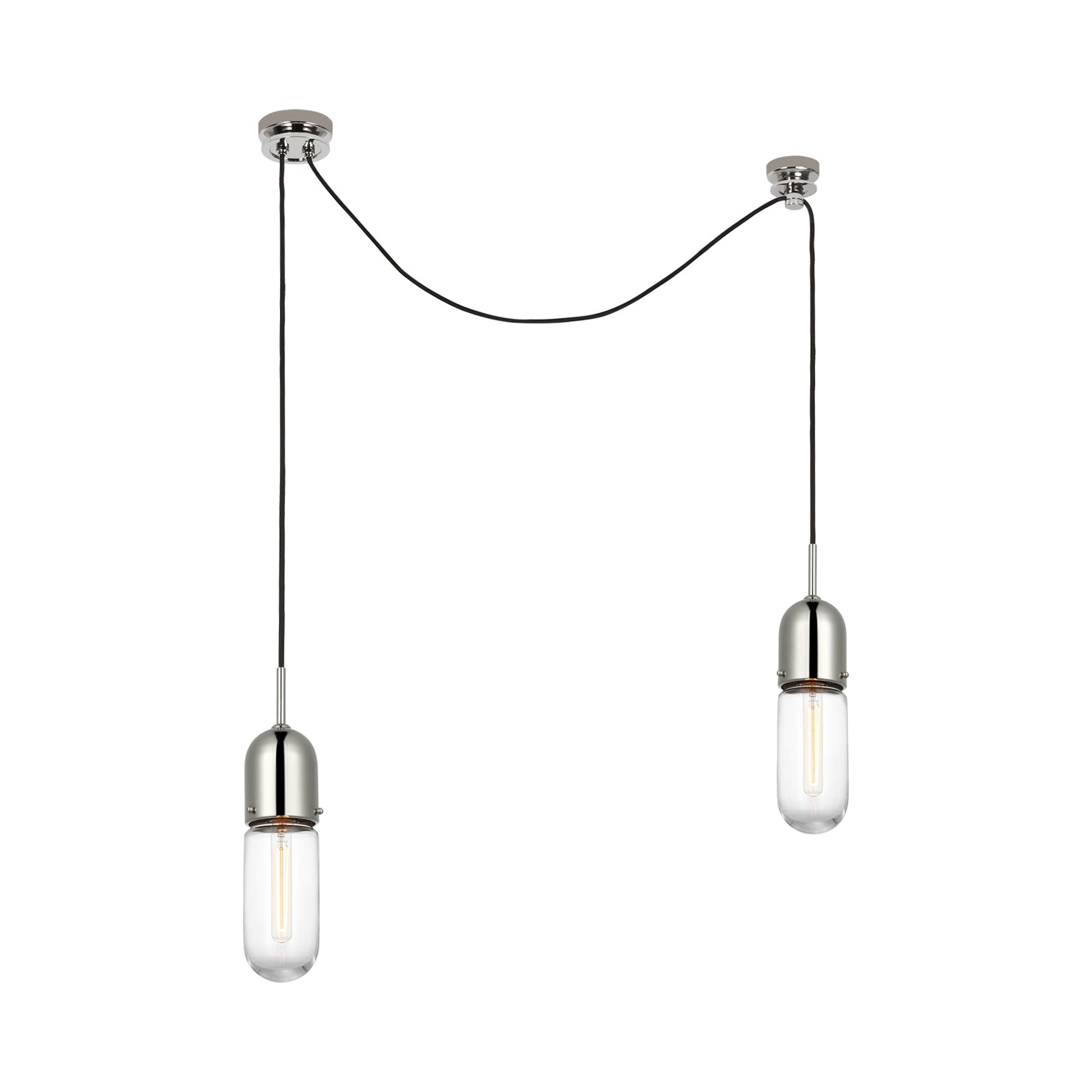 Junio LED Multi Light Pendant Light in Polished Nickel/Clear Glass (2-Light).