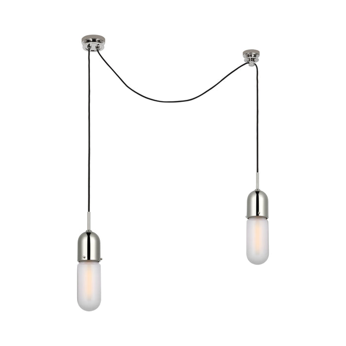 Junio LED Multi Light Pendant Light in Polished Nickel/Frosted Glass (2-Light).