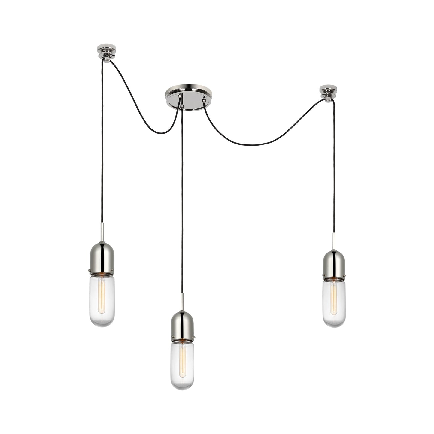 Junio LED Multi Light Pendant Light in Polished Nickel/Clear Glass (3-Light).