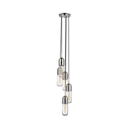 Junio LED Multi Light Pendant Light in Polished Nickel/Clear Glass (5-Light).