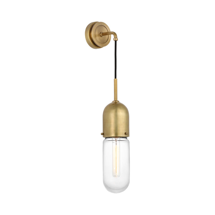 Junio LED Wall Light in Hand-Rubbed Antique Brass/Clear Glass.