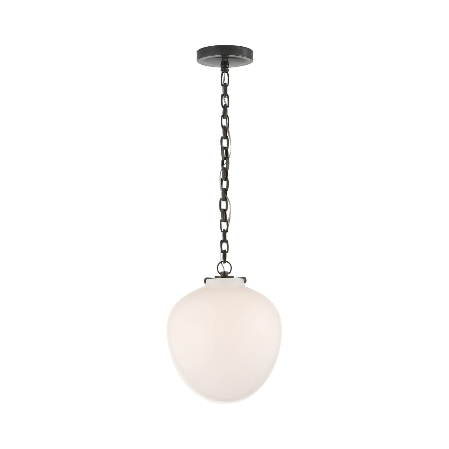 Katie Acorn Pendant Light in Bronze/White Glass.